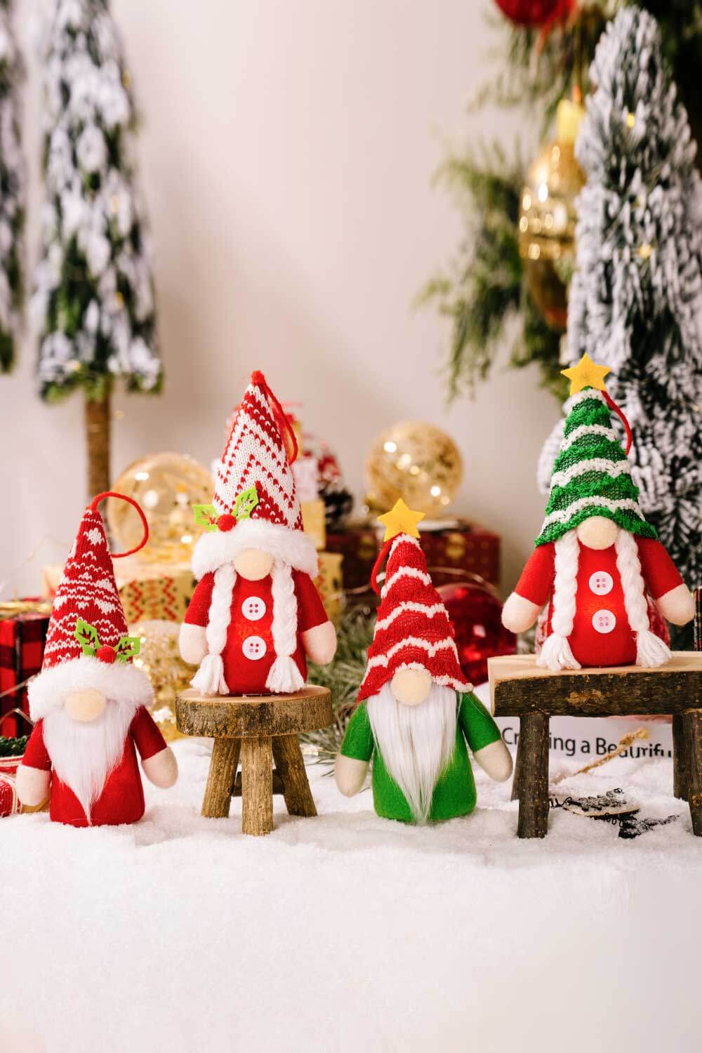 4 - Pack Christmas Light - Up Faceless Gnome Hanging Widgets - Runway Regalia