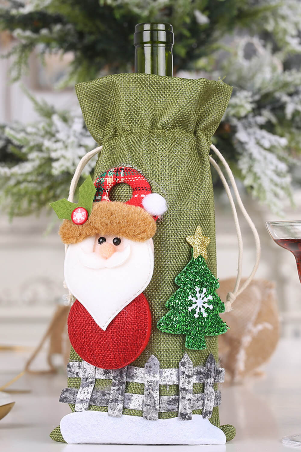 4 - Pack Drawstring Christmas Wine Bottle Covers - Runway Regalia