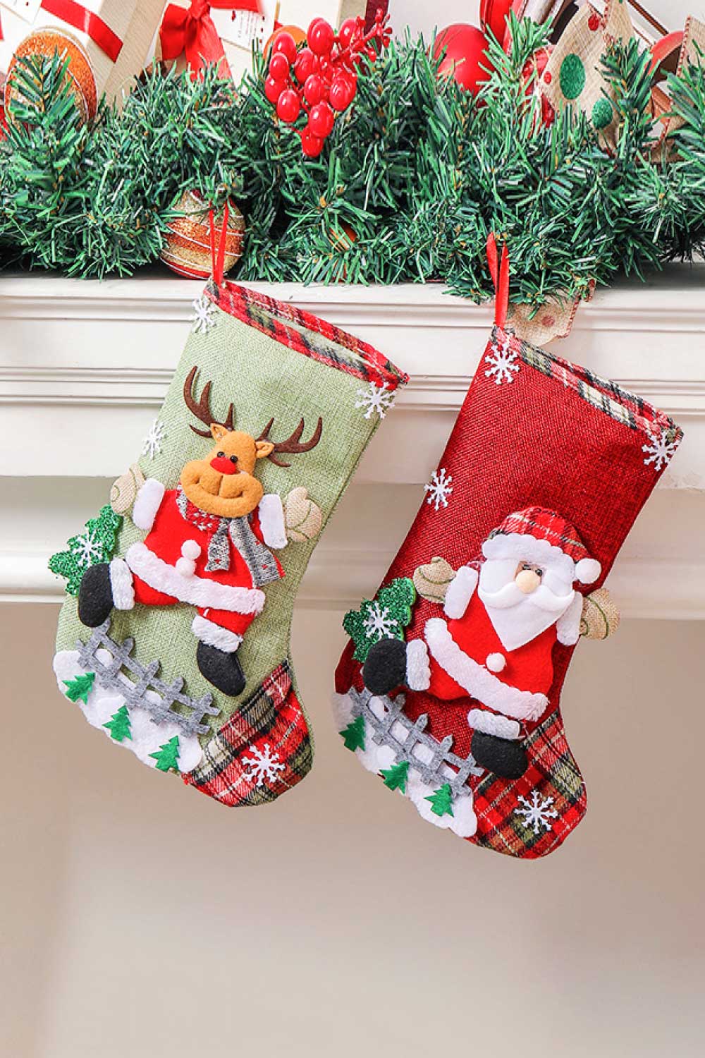 4 - Pack Plaid Christmas Stockings - Runway Regalia