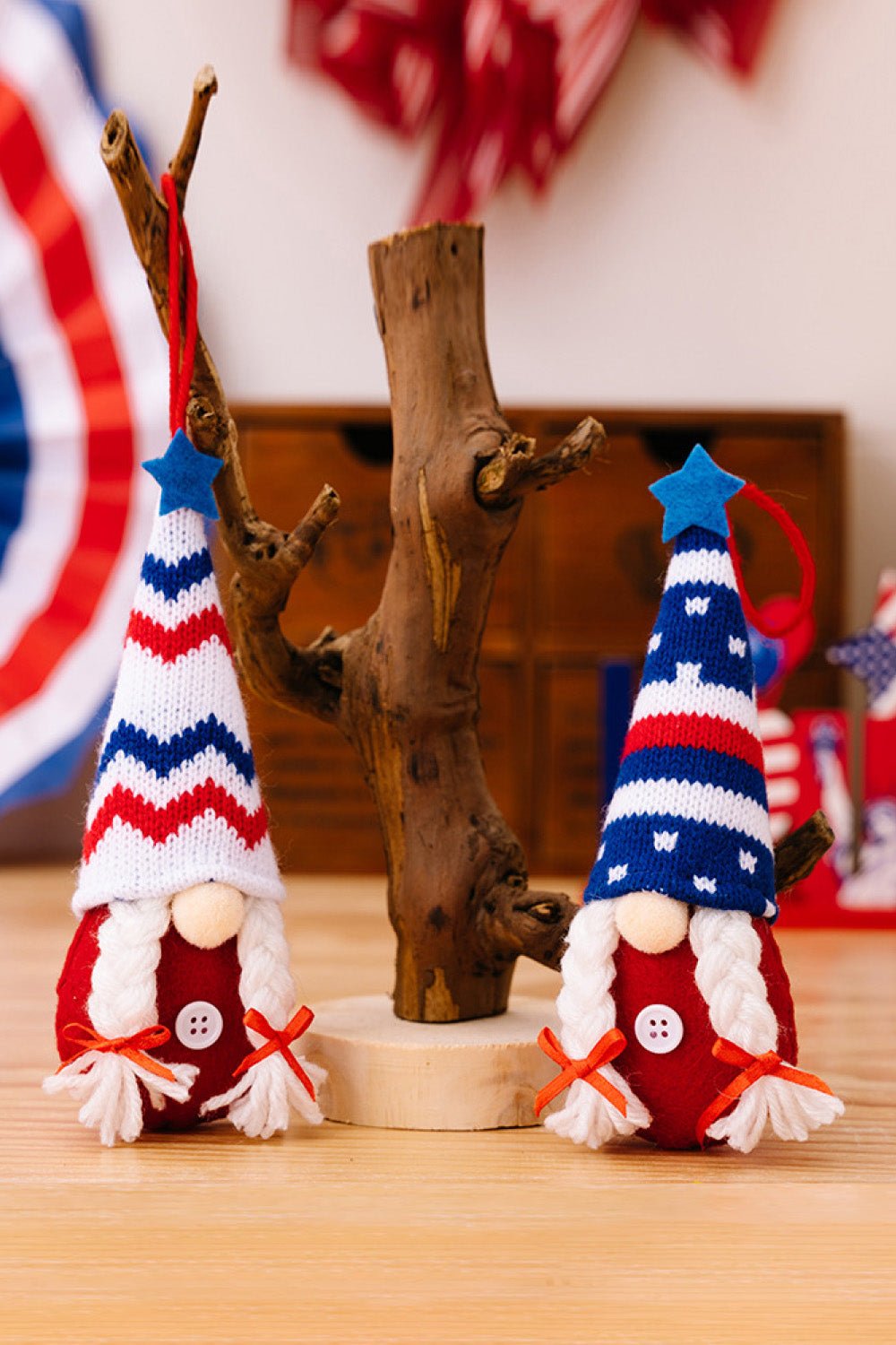 4 - Piece Independence Day Knit Hanging Gnomes - Runway Regalia