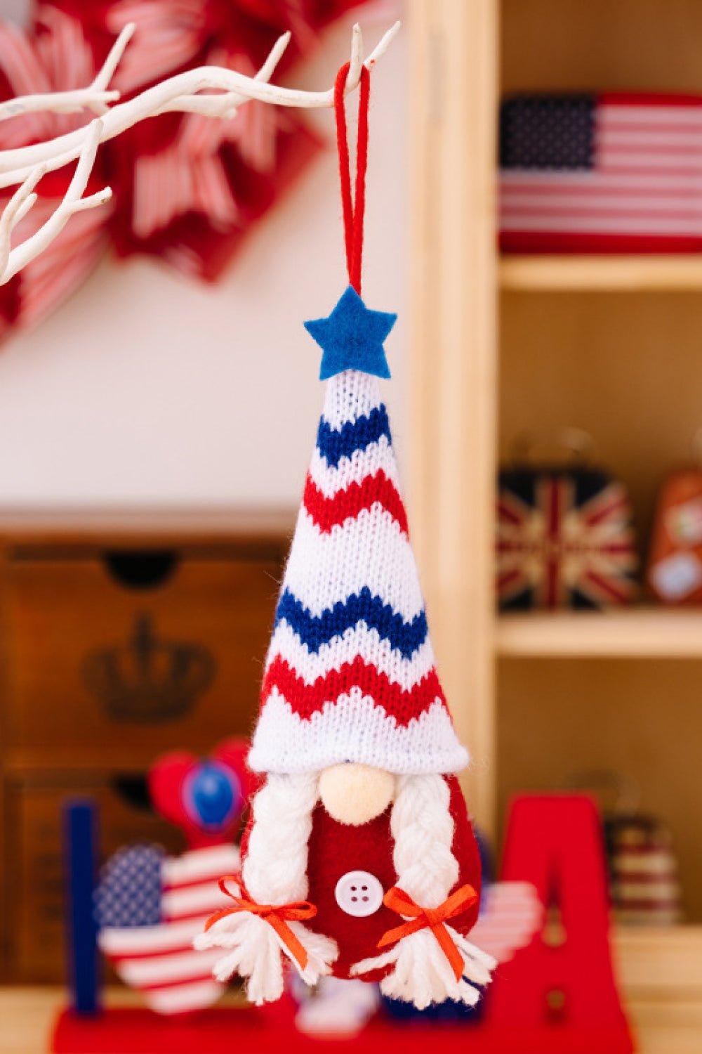 4 - Piece Independence Day Knit Hanging Gnomes - Runway Regalia