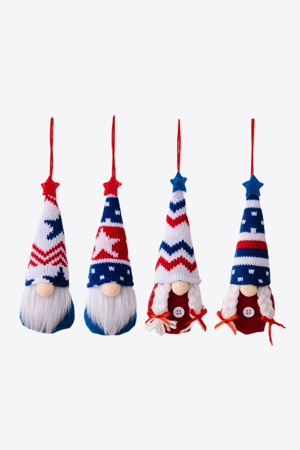 4 - Piece Independence Day Knit Hanging Gnomes - Runway Regalia