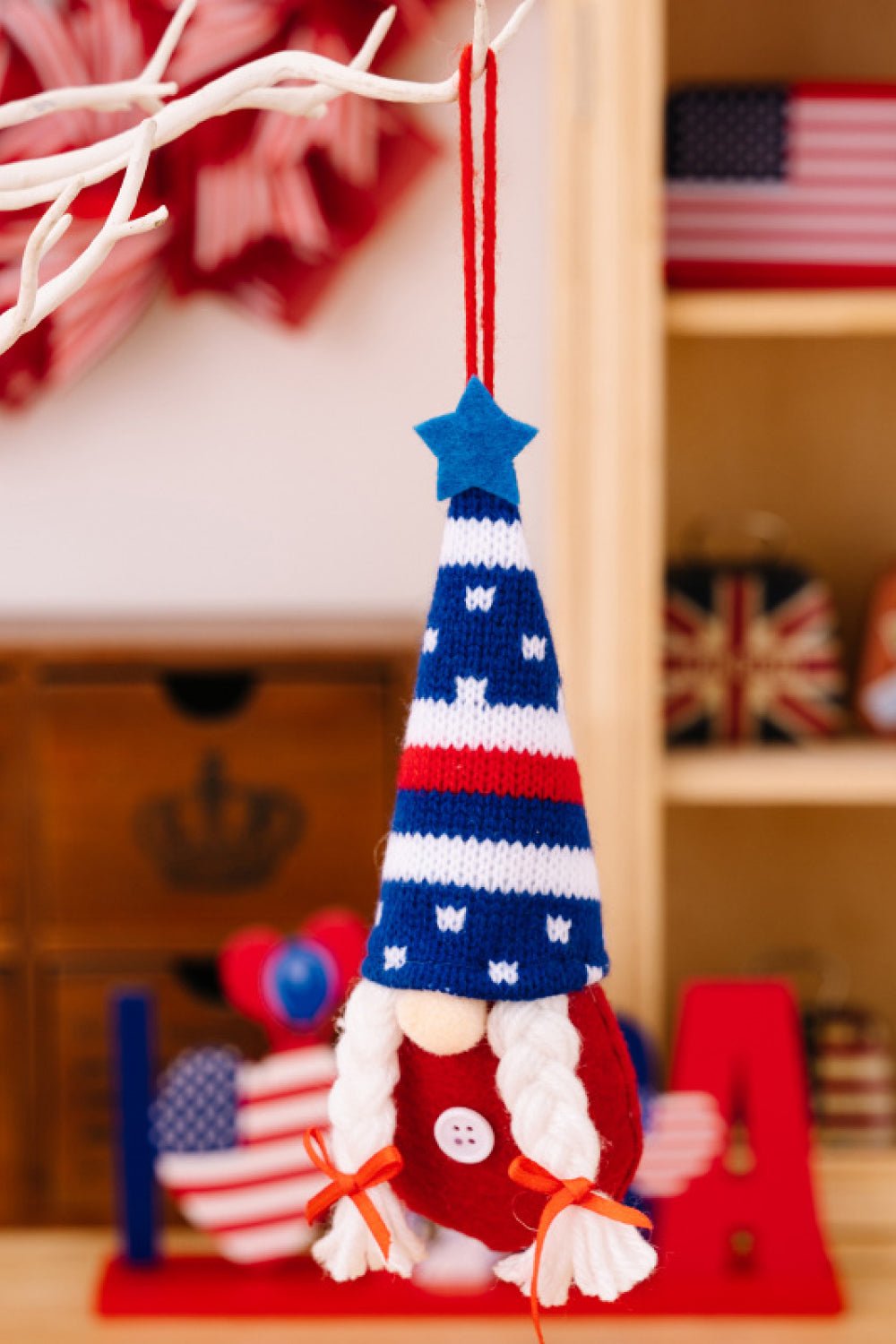 4 - Piece Independence Day Knit Hanging Gnomes - Runway Regalia