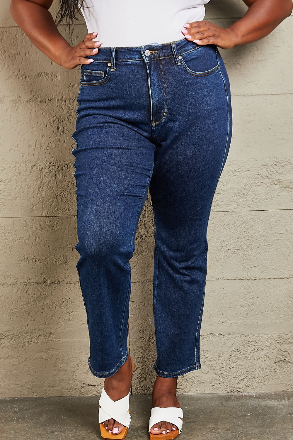 Judy Blue Kailee Full Size Tummy Control High Waisted Straight Jeans