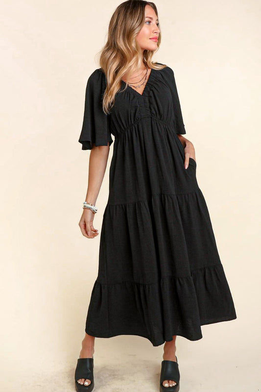 Haptics Tiered Babydoll Maxi Dress with Side Pocket