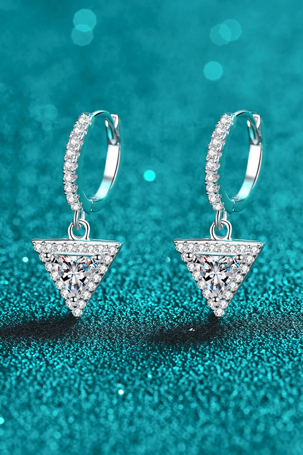 Moissanite Triangle Drop Earrings