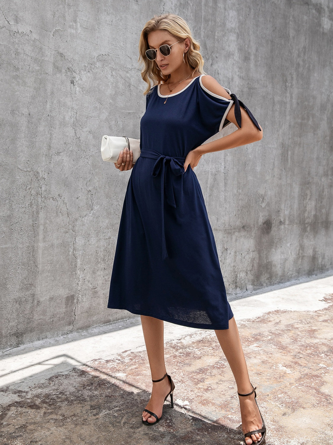 Ivy Lane Round Neck Cold Shoulder Dress