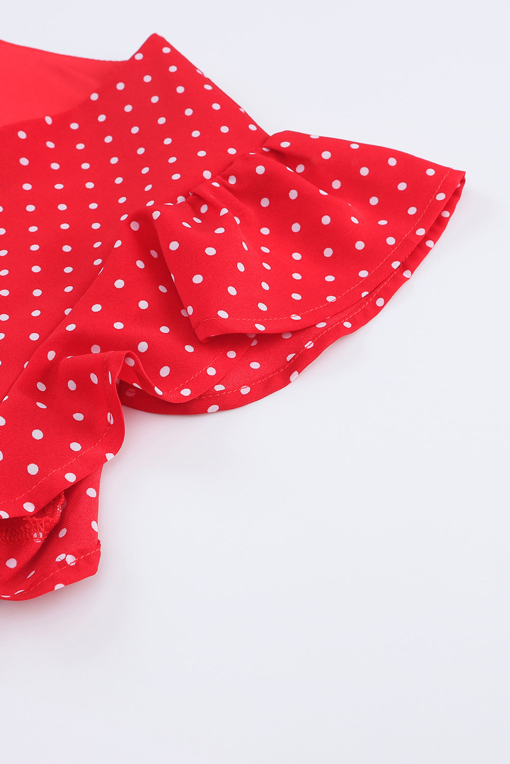 Polka Dot Surplice Neck Tie Waist Dress