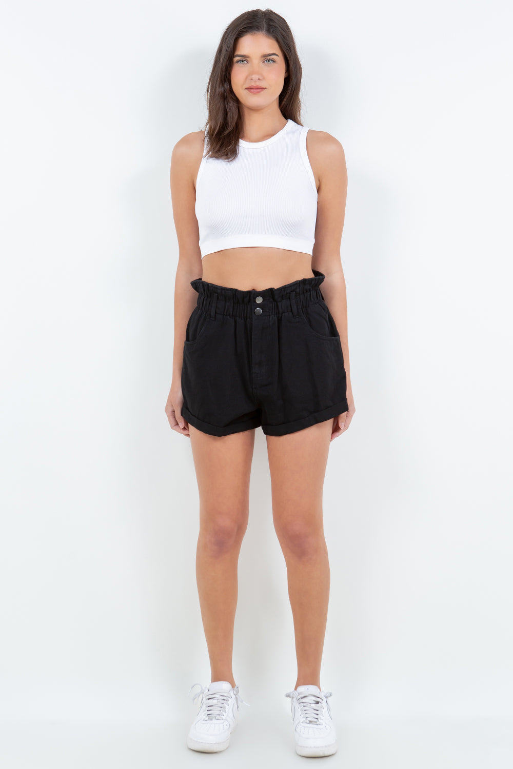 American Bazi High Waist Paper Bag Shorts