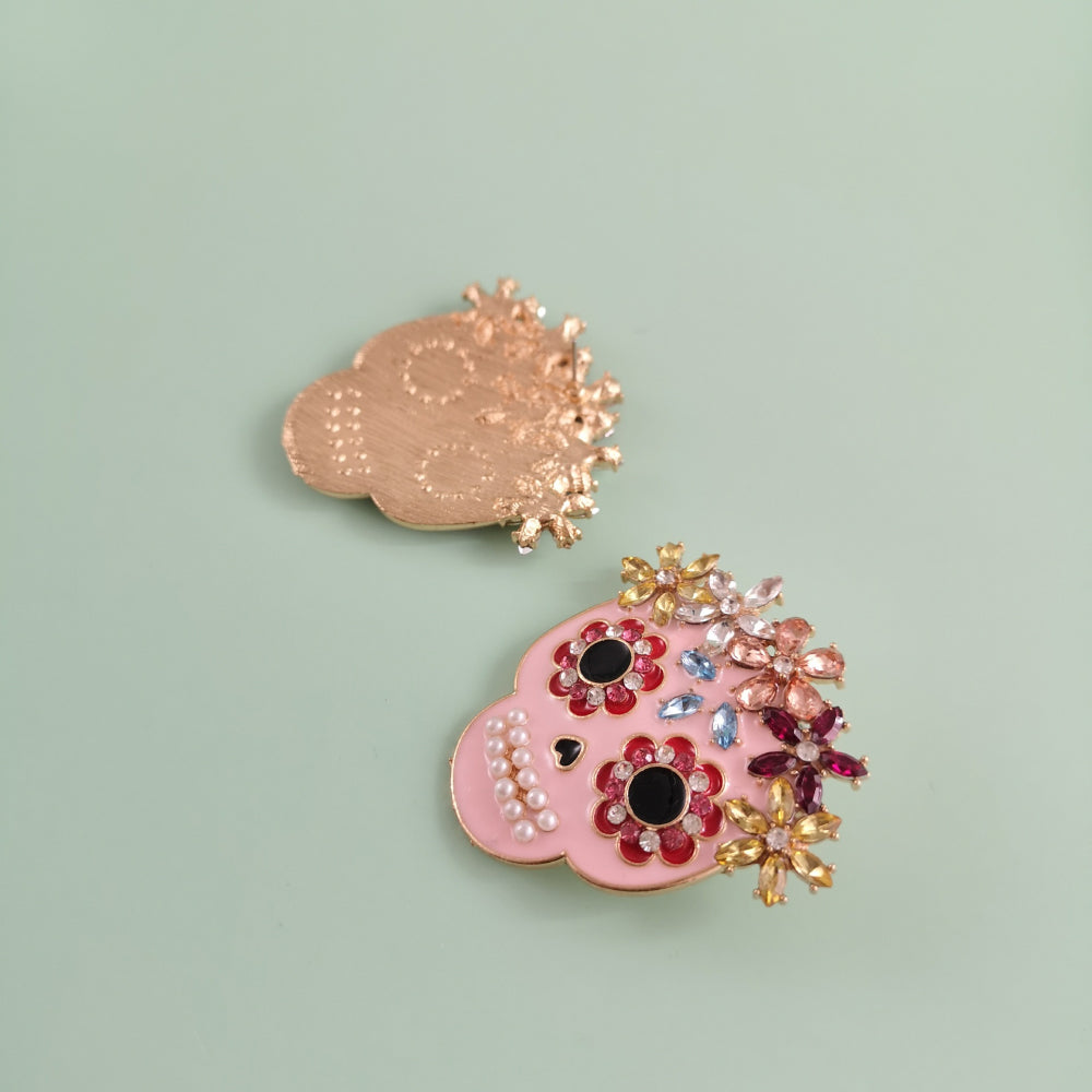 Pendientes de aleación con diamantes de imitación y calaveras