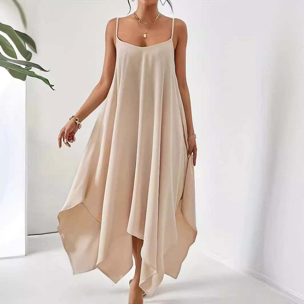 Vestido camisero midi con escote redondo