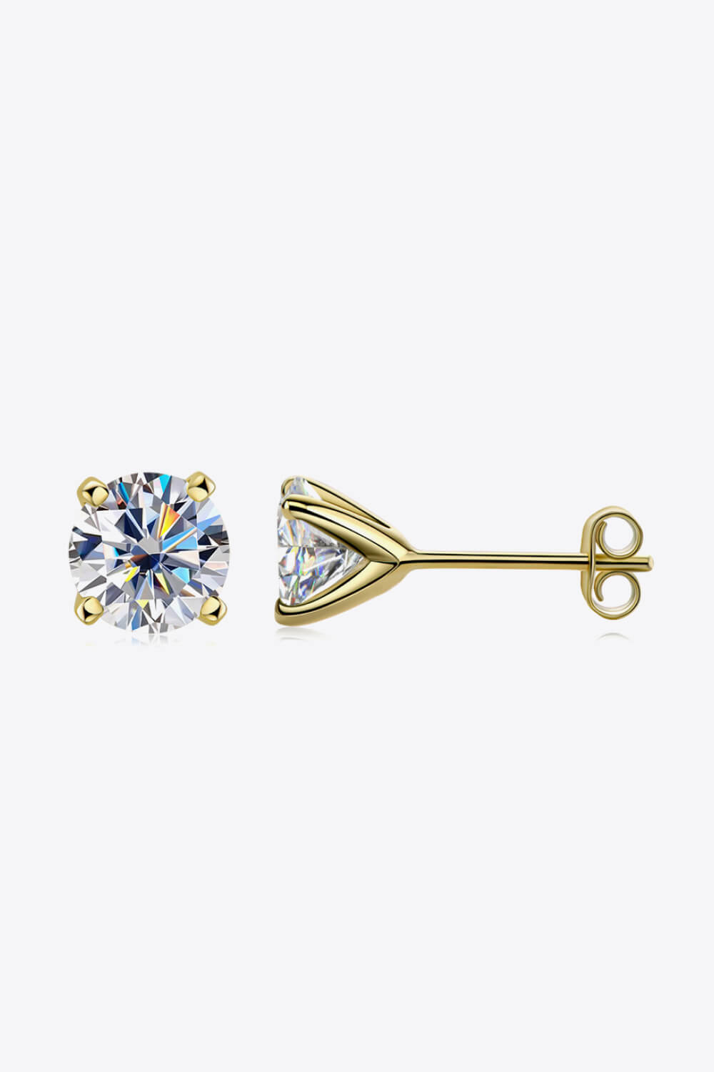 925 Sterling Silver 1 Carat Moissanite 4 - Prong Stud Earrings - Runway Regalia