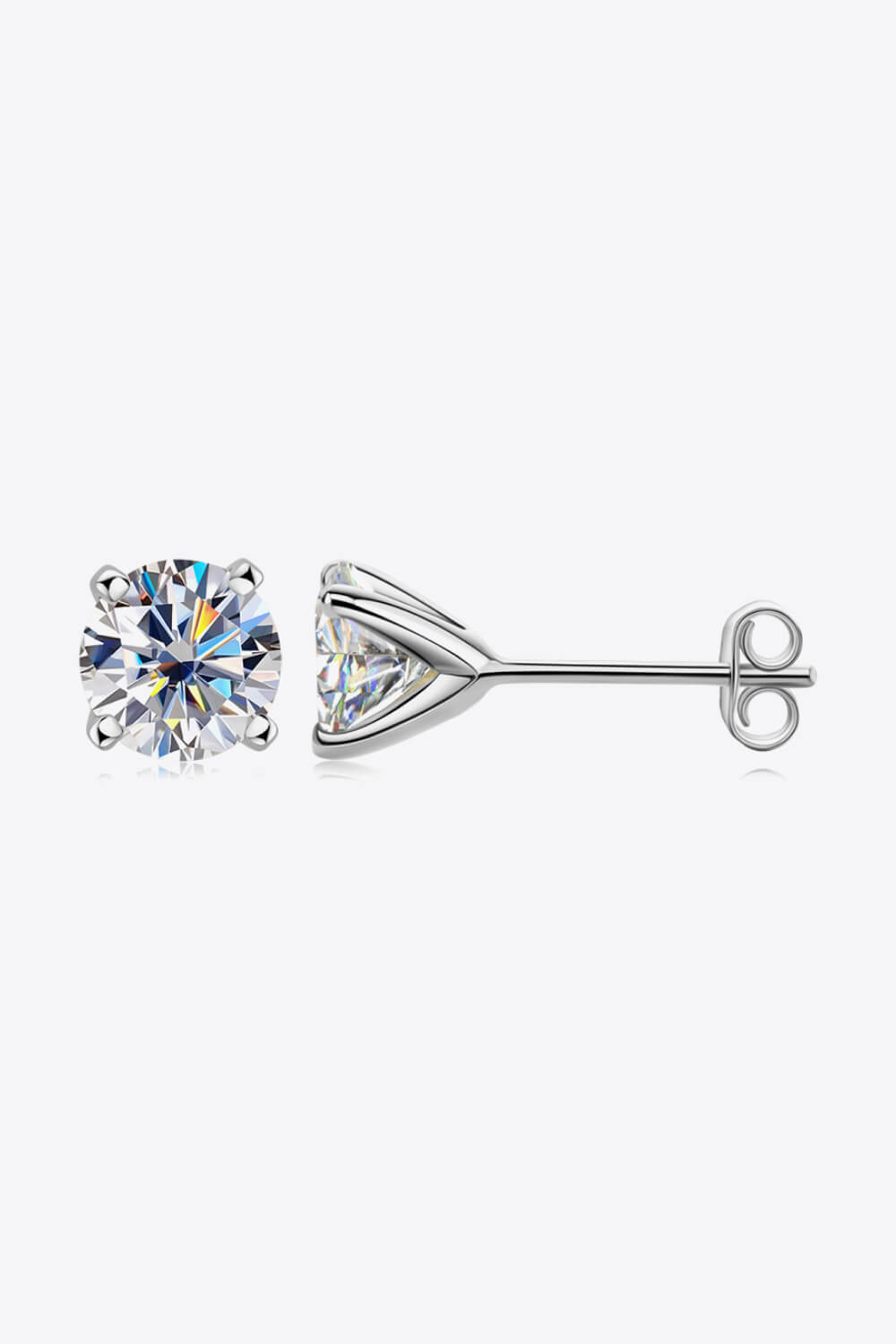 925 Sterling Silver 1 Carat Moissanite 4 - Prong Stud Earrings - Runway Regalia