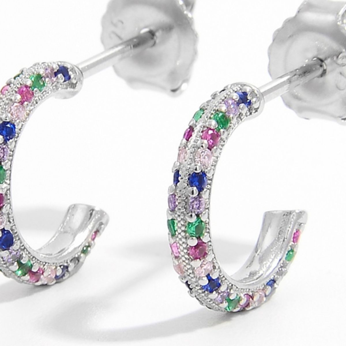 925 Sterling Silver Contrast Zircon Earrings - Runway Regalia