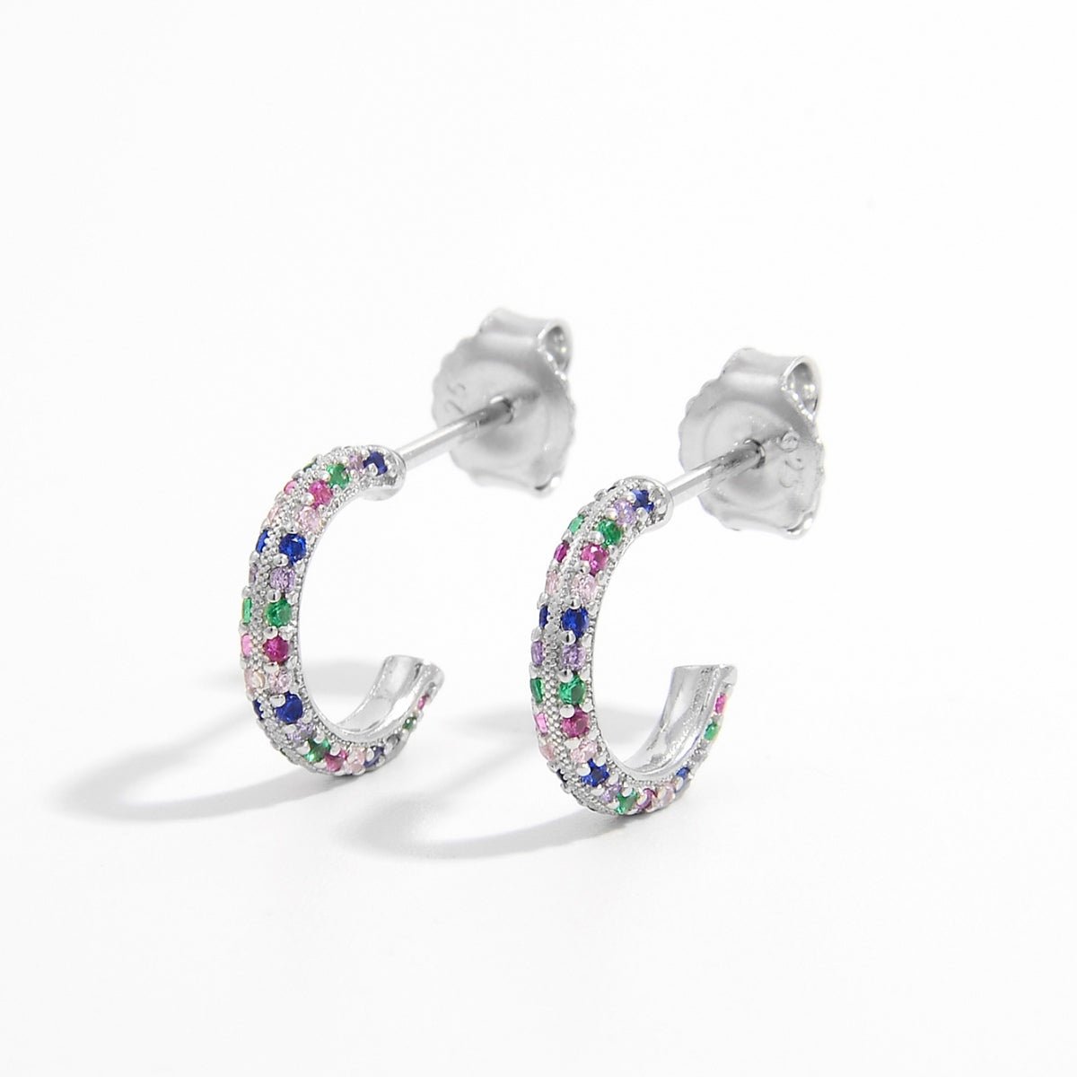 925 Sterling Silver Contrast Zircon Earrings - Runway Regalia