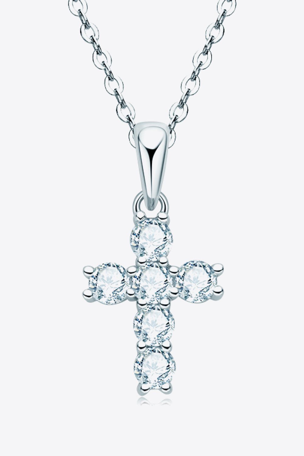 925 Sterling Silver Cross Moissanite Pendant Necklace - Runway Regalia