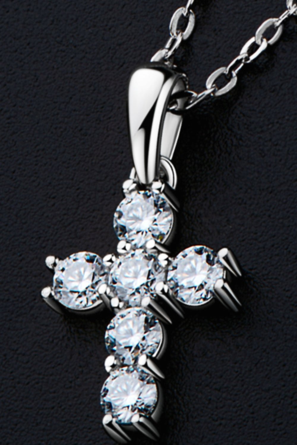 925 Sterling Silver Cross Moissanite Pendant Necklace - Runway Regalia