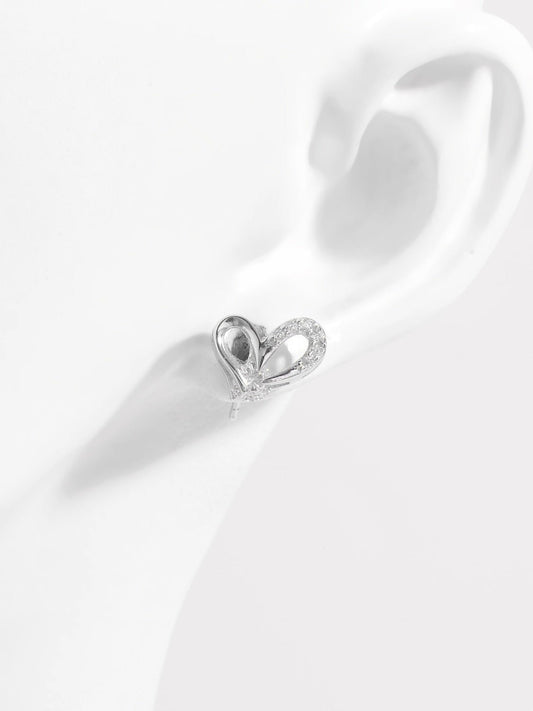 925 Sterling Silver Inlaid Zircon Heart Earrings - Runway Regalia