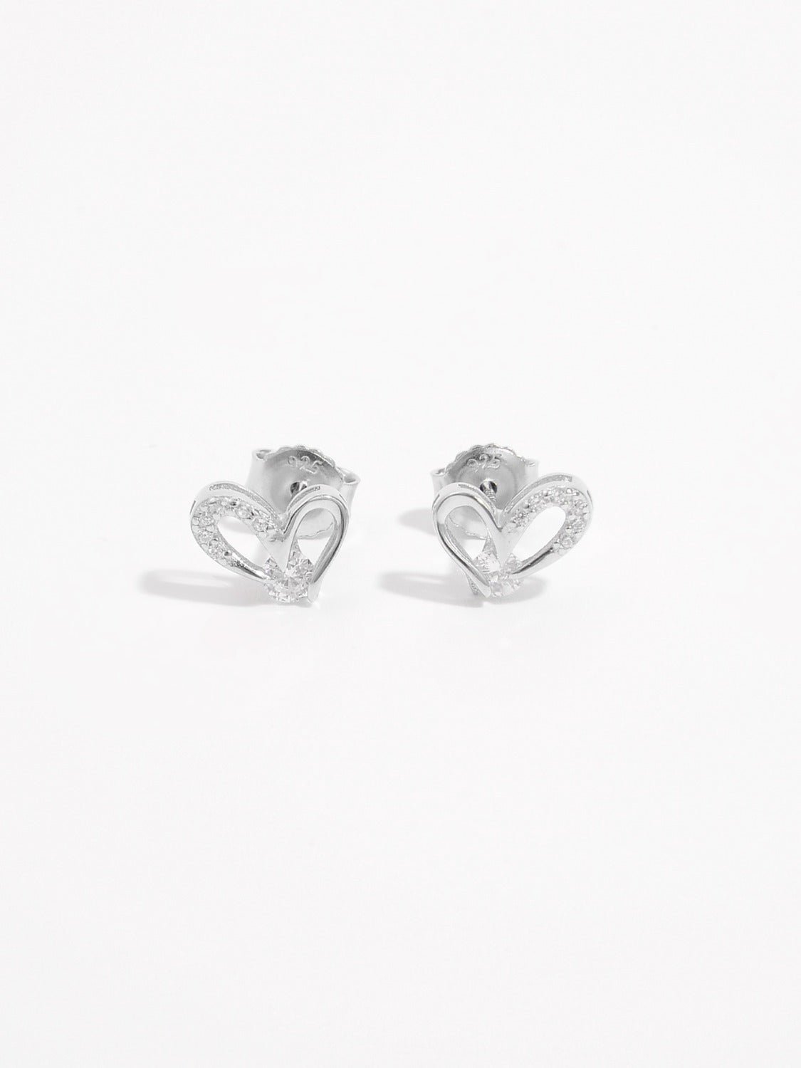 925 Sterling Silver Inlaid Zircon Heart Earrings - Runway Regalia