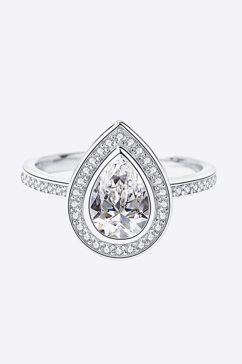 925 Sterling Silver Teardrop Moissanite Ring - Runway Regalia