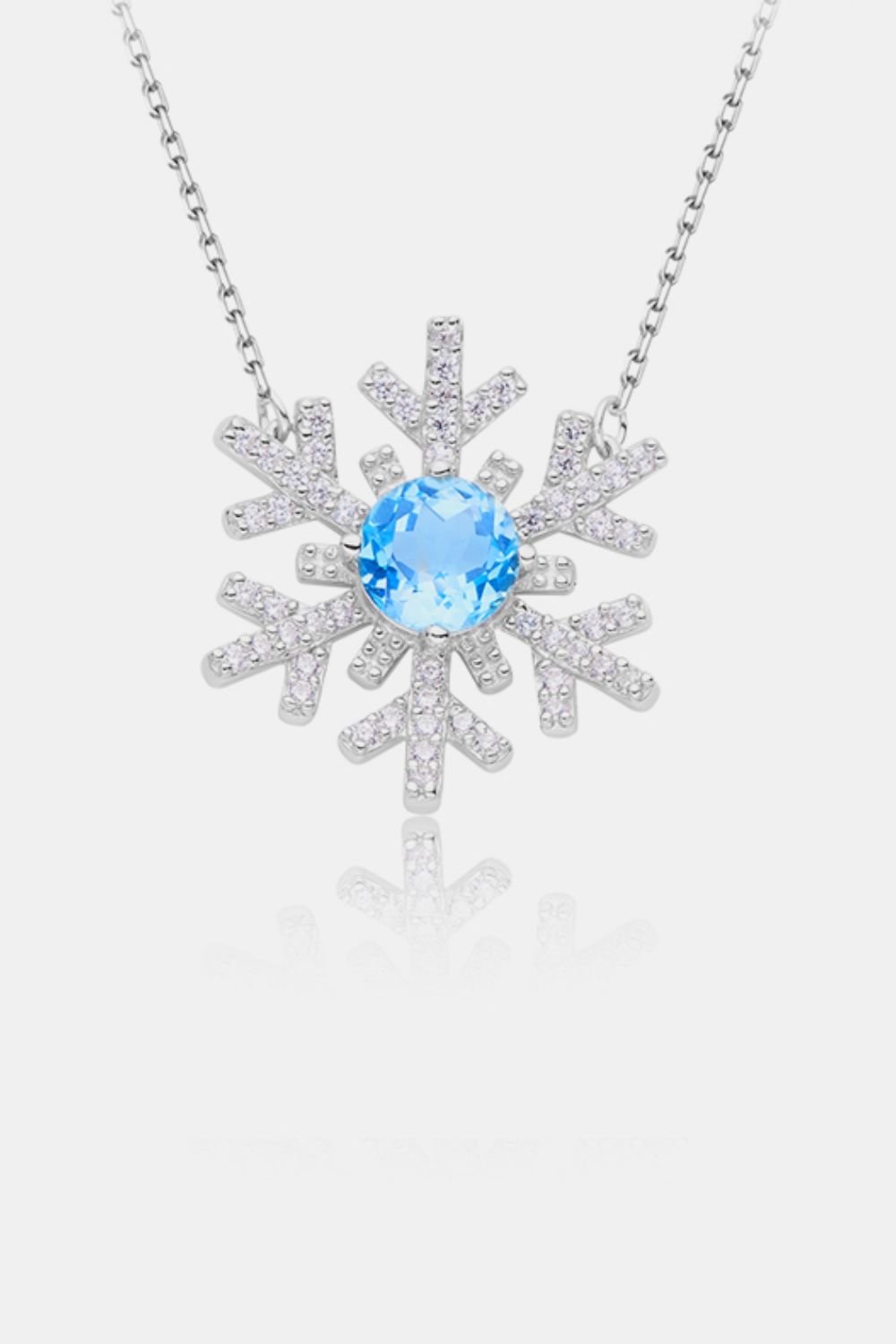 925 Sterling Silver Topaz Snowflake Shape Necklace - Runway Regalia