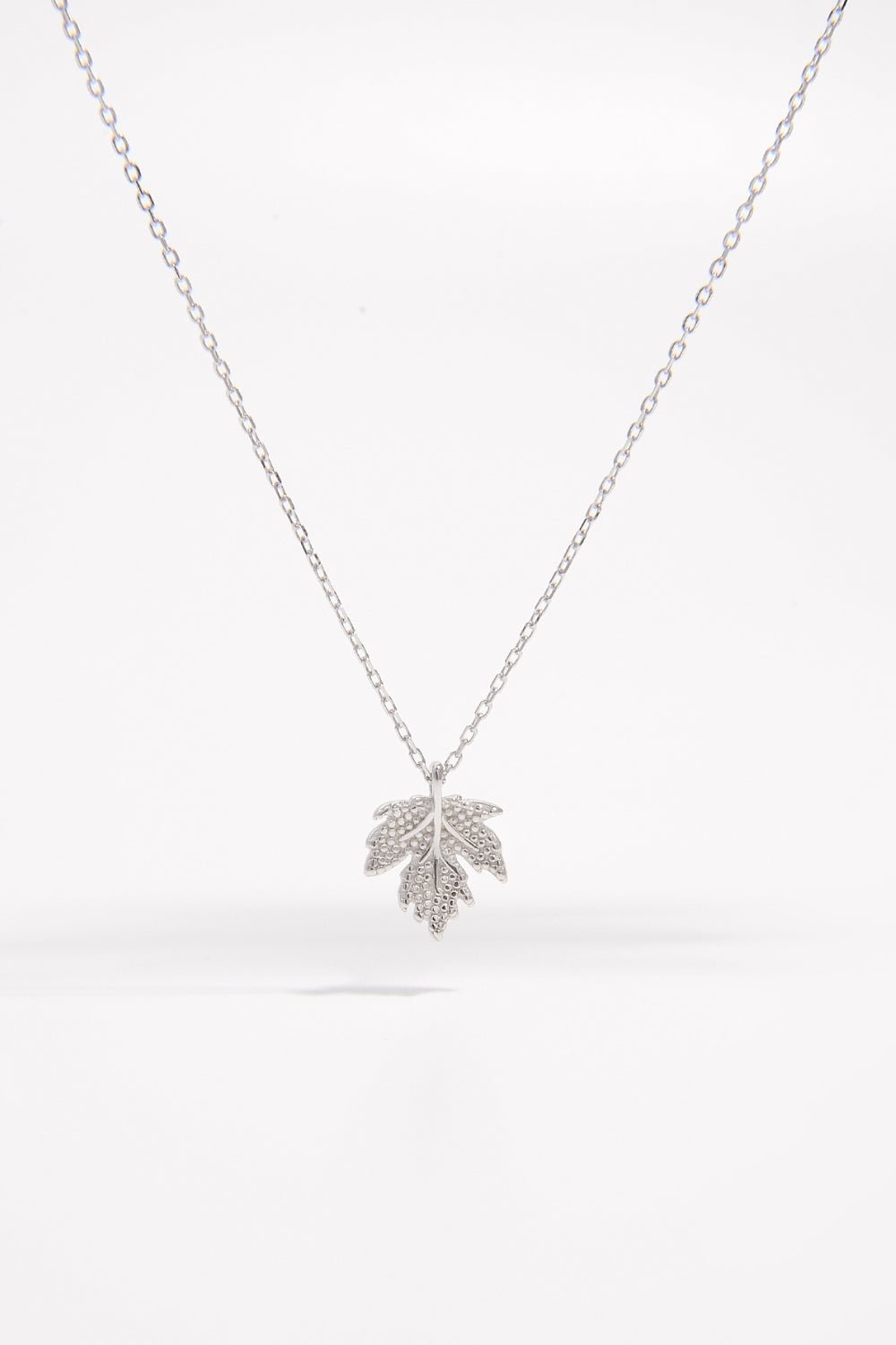 925 Sterling Silver Zircon Maple Leaf Necklace - Runway Regalia