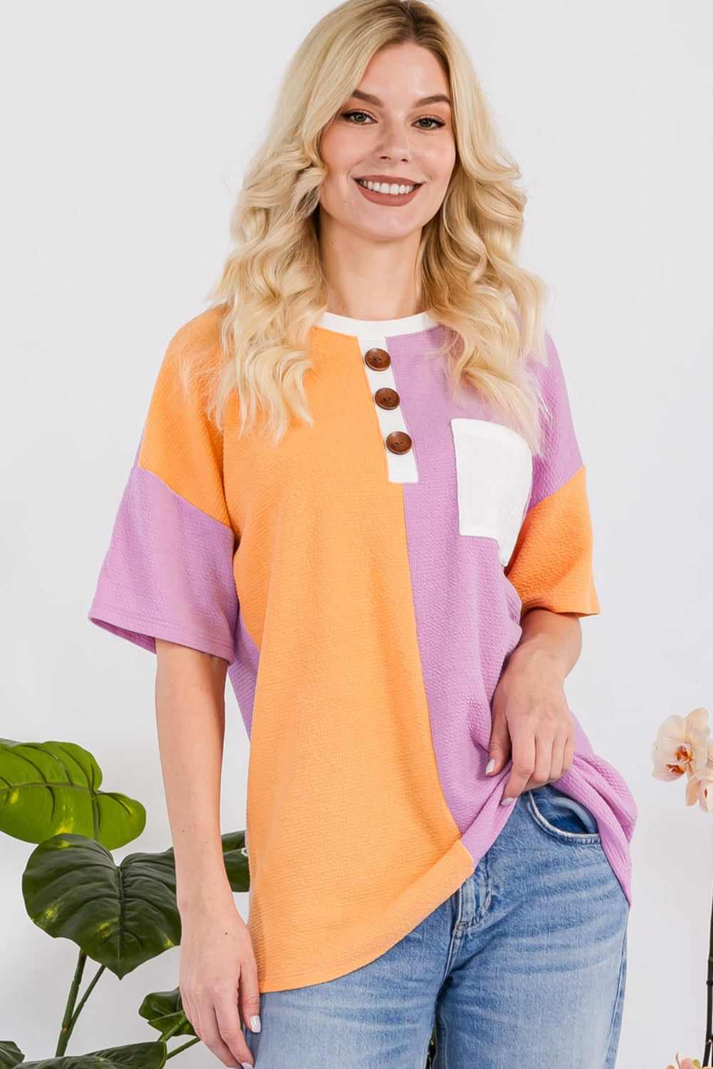 Celeste Full Size Color Block Short Sleeve T-Shirt