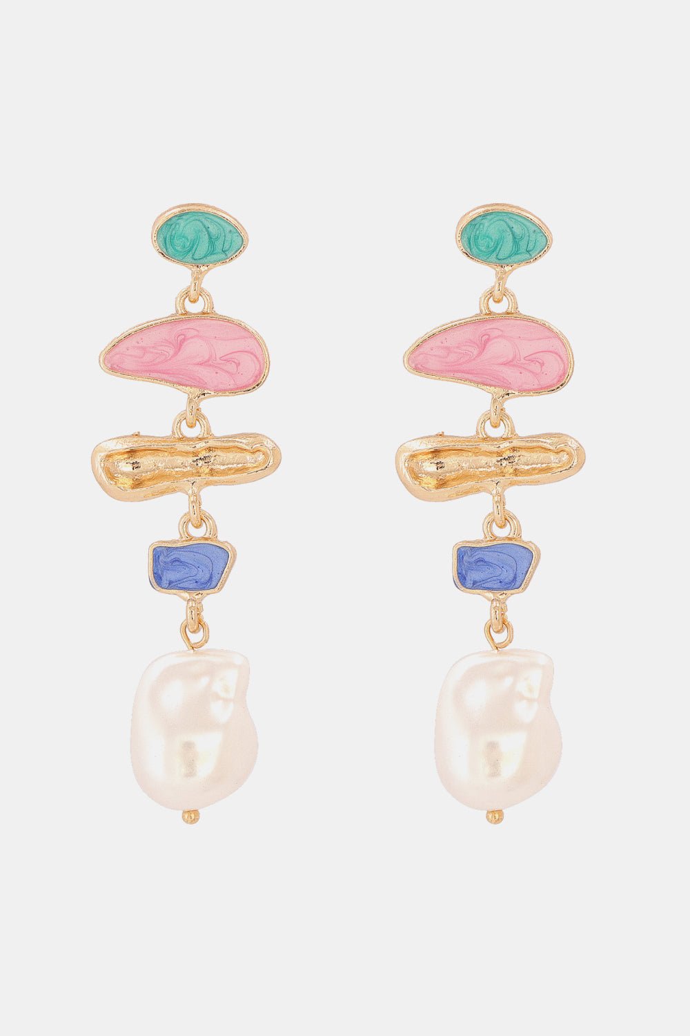 Abnormal Shape Zinc Alloy Synthetic Pearl Dangle Earrings - Runway Regalia