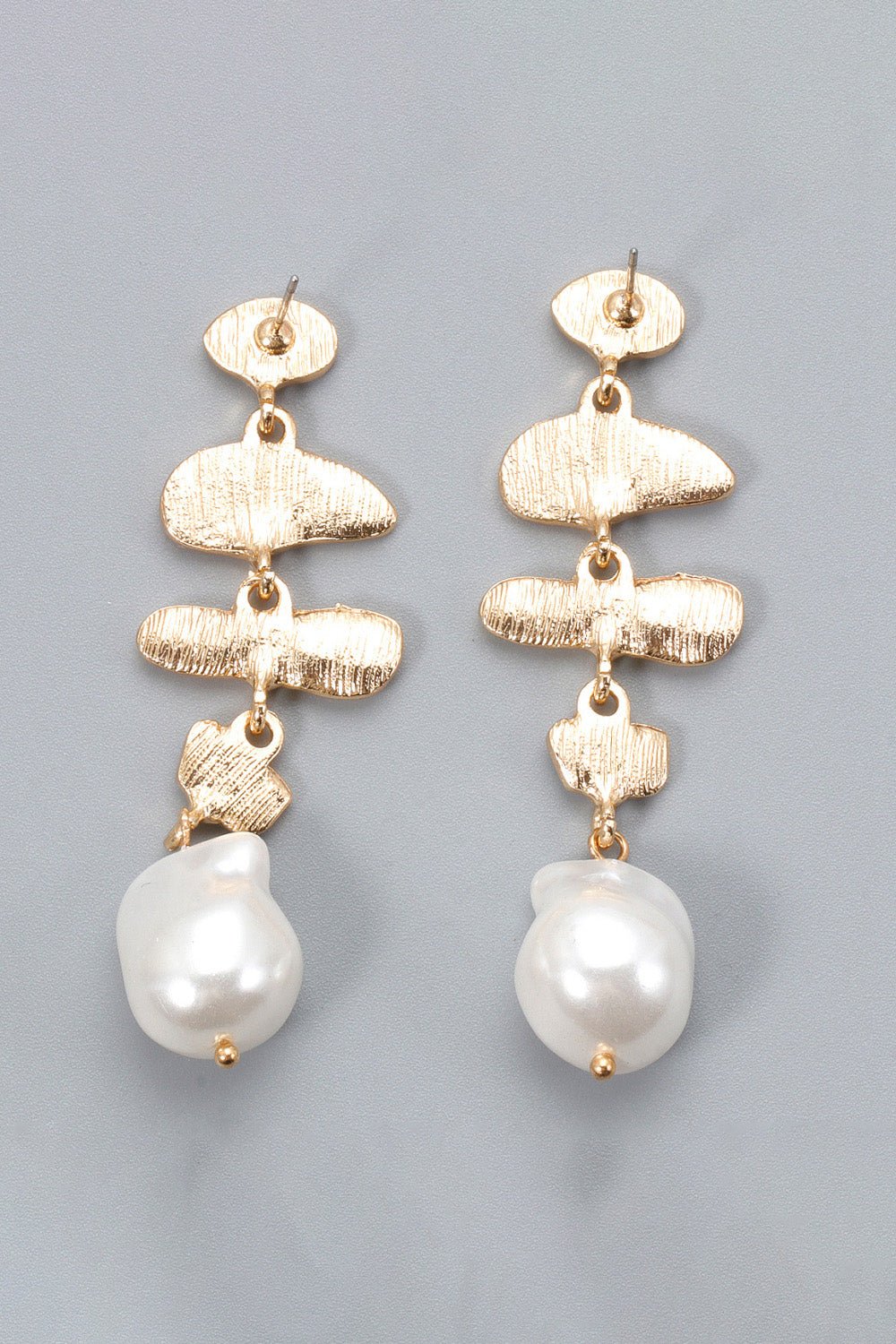 Abnormal Shape Zinc Alloy Synthetic Pearl Dangle Earrings - Runway Regalia