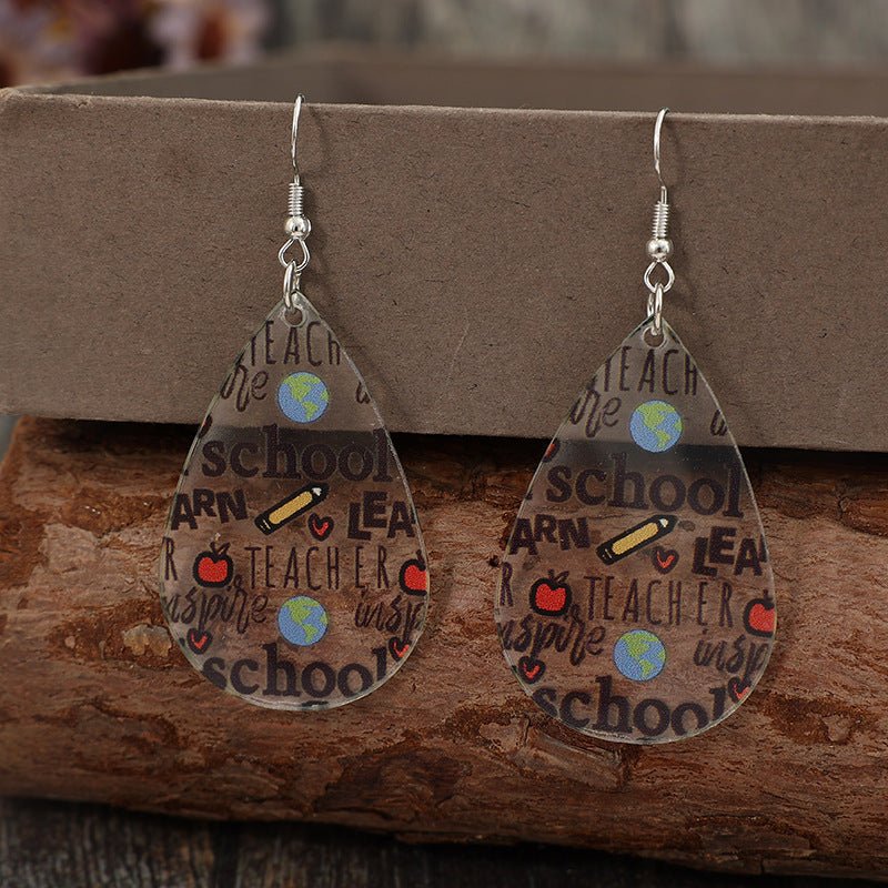 Acrylic Letter Teardrop Shape Earrings - Runway Regalia