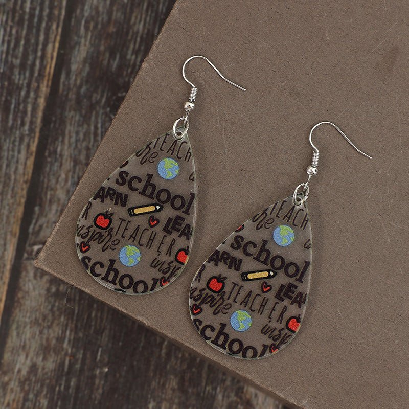 Acrylic Letter Teardrop Shape Earrings - Runway Regalia