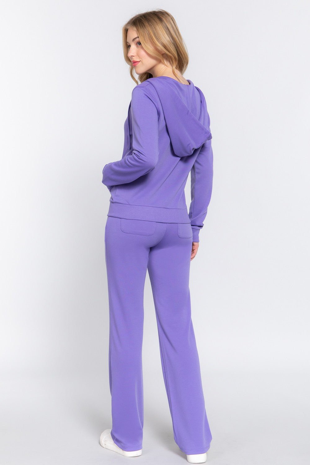 ACTIVE BASIC French Terry Zip Up Hoodie and Drawstring Pants Set - Runway Regalia