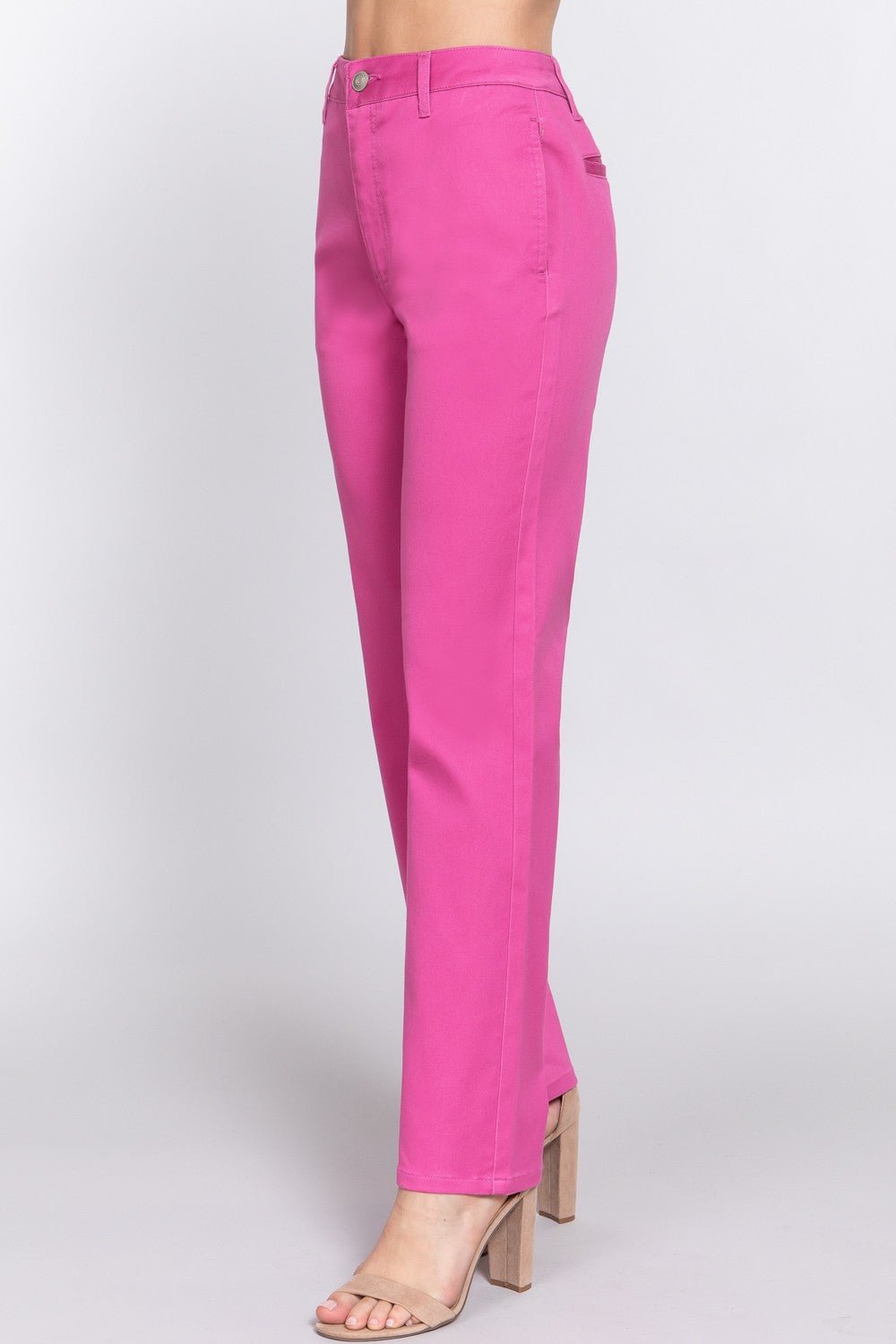 ACTIVE BASIC High Waist Straight Twill Pants - Runway Regalia