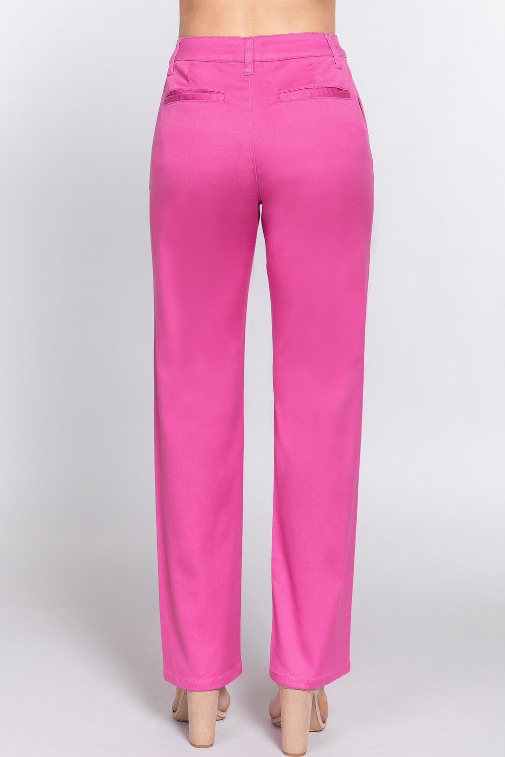 ACTIVE BASIC High Waist Straight Twill Pants - Runway Regalia