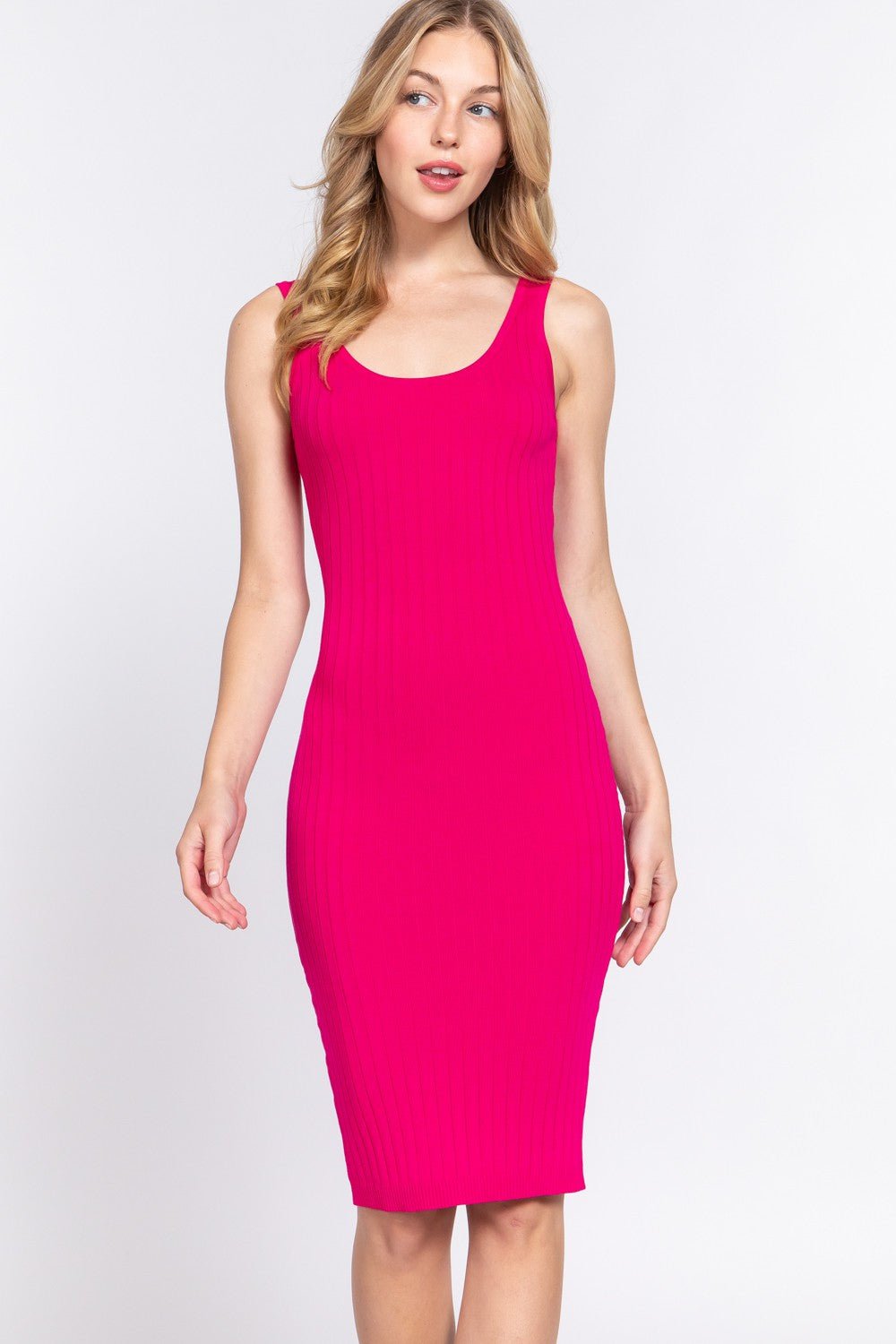 ACTIVE BASIC Ribbed Round Neck Tank Dress - Runway Regalia