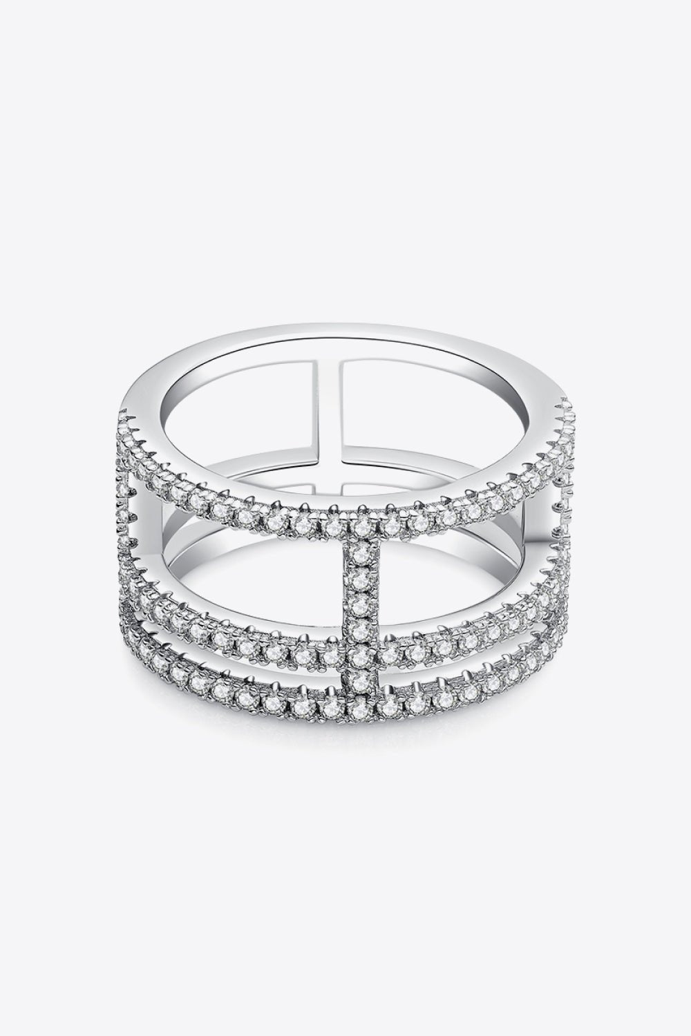 Adored Moissanite Cutout Wide Ring - Runway Regalia