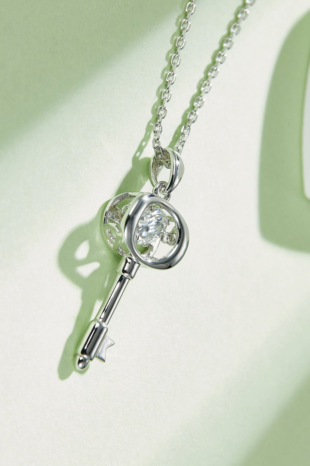 Adored Moissanite Key Pendant Necklace - Runway Regalia