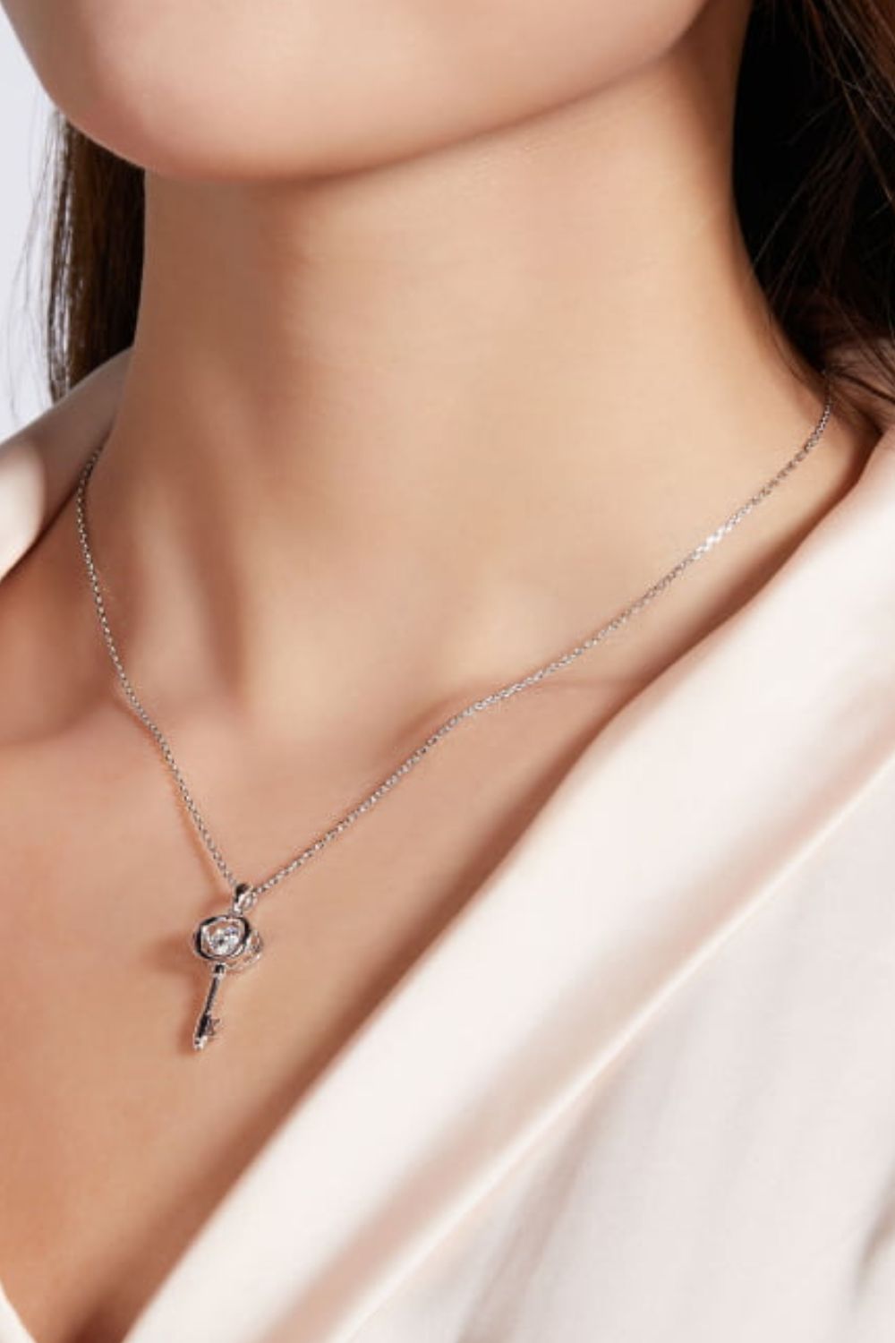 Adored Moissanite Key Pendant Necklace - Runway Regalia