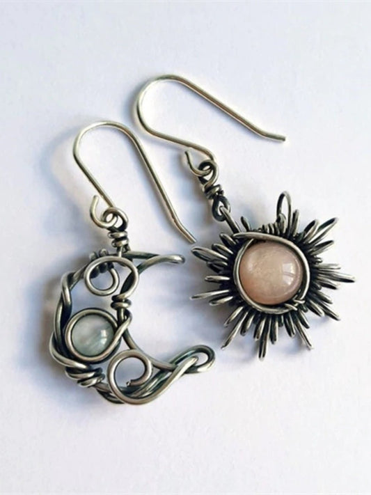 Alloy Moon & Sun Dangle Earrings - Runway Regalia