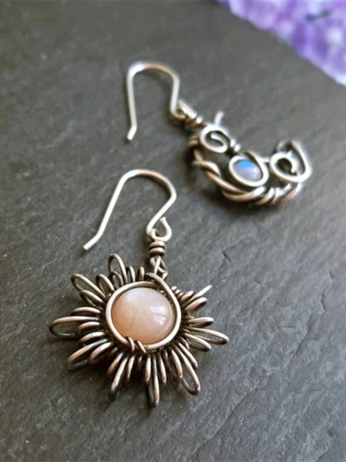 Alloy Moon & Sun Dangle Earrings - Runway Regalia