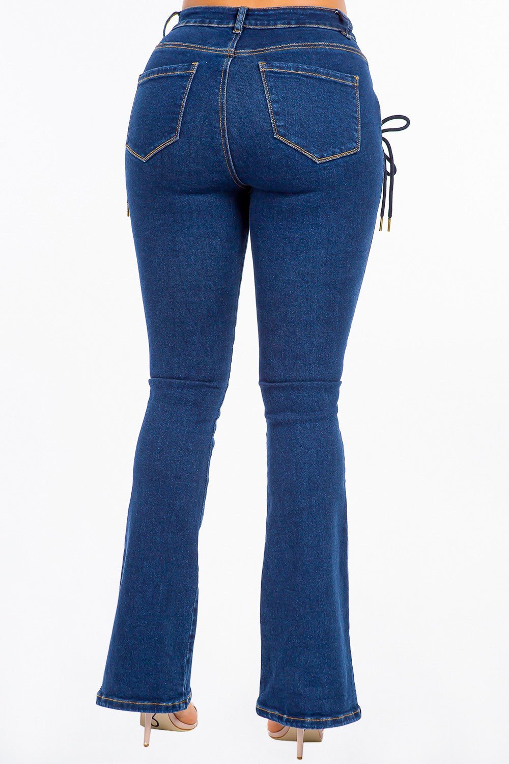 American Bazi High Rise Lace Up Jeans - Runway Regalia