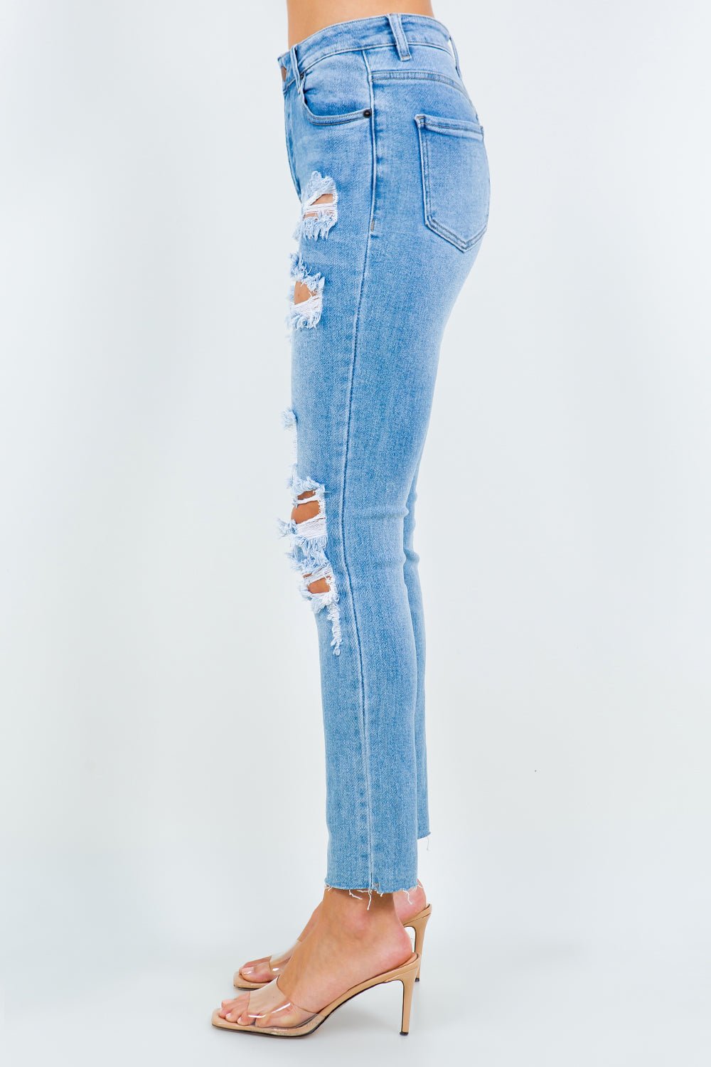 American Bazi High Waist Destroyed Jeans - Runway Regalia