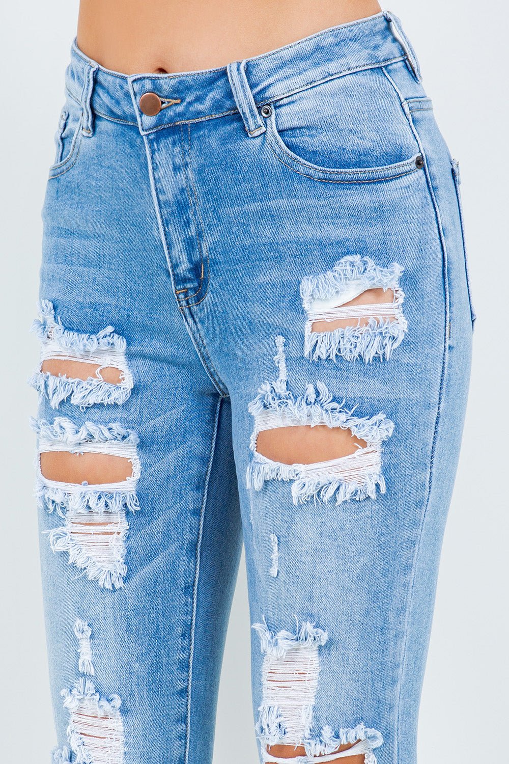 American Bazi High Waist Destroyed Jeans - Runway Regalia