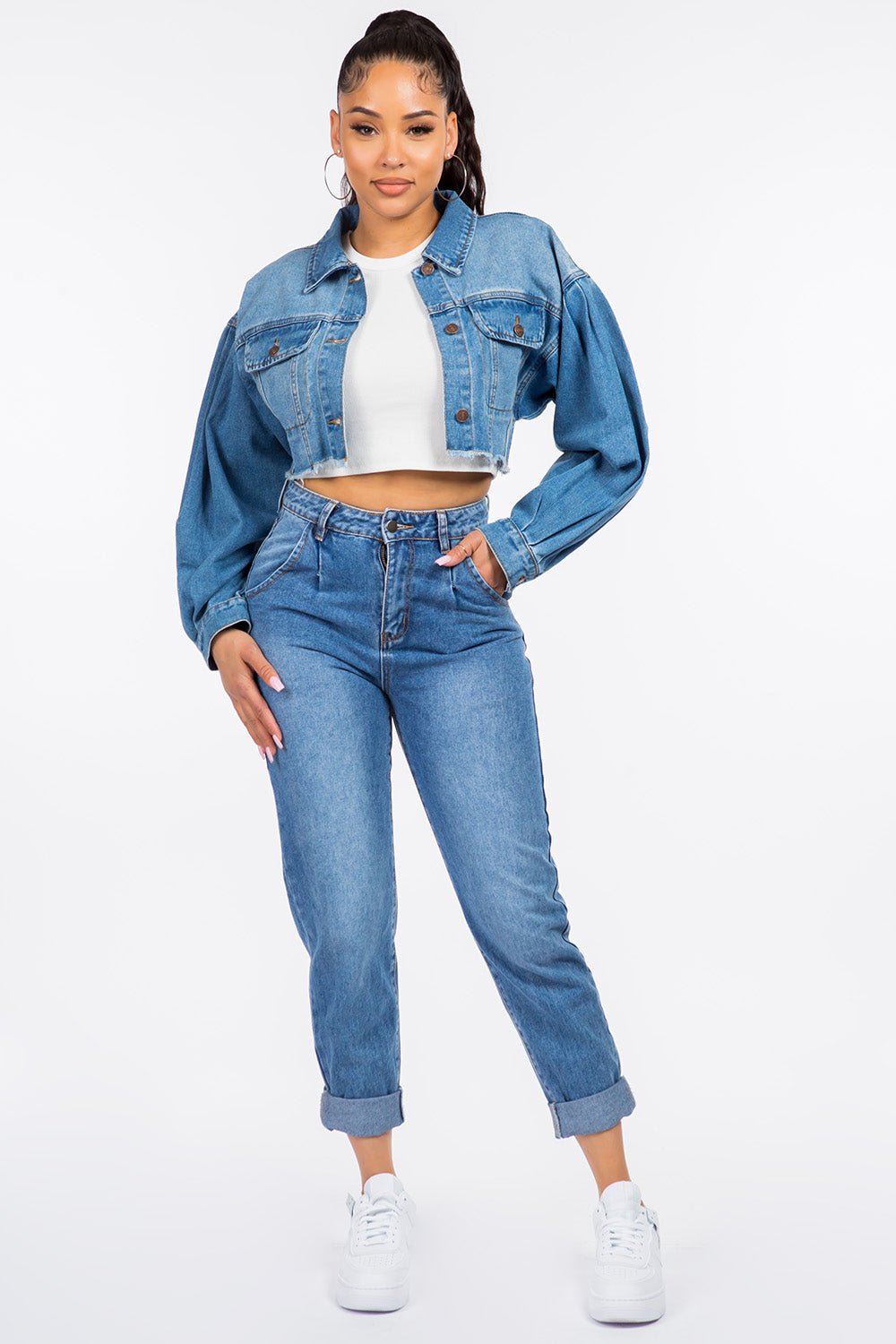 American Bazi High Waist Pleated Waist Mom Jeans - Runway Regalia