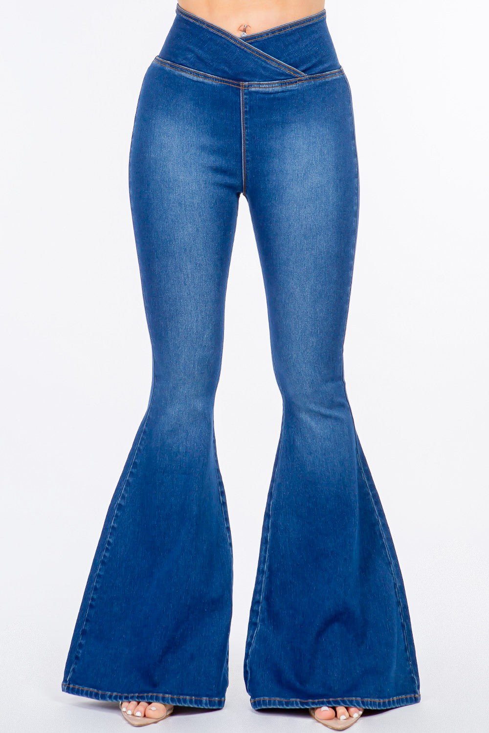 American Bazi High Waist Pull On Flare Jeans - Runway Regalia