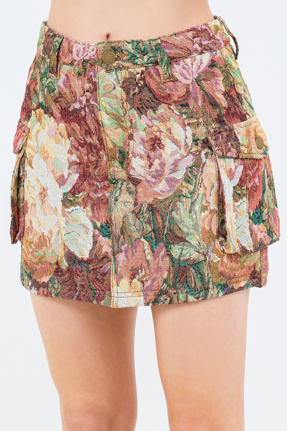 American Bazi Jacquard Weave Cargo Pocket Skirt - Runway Regalia