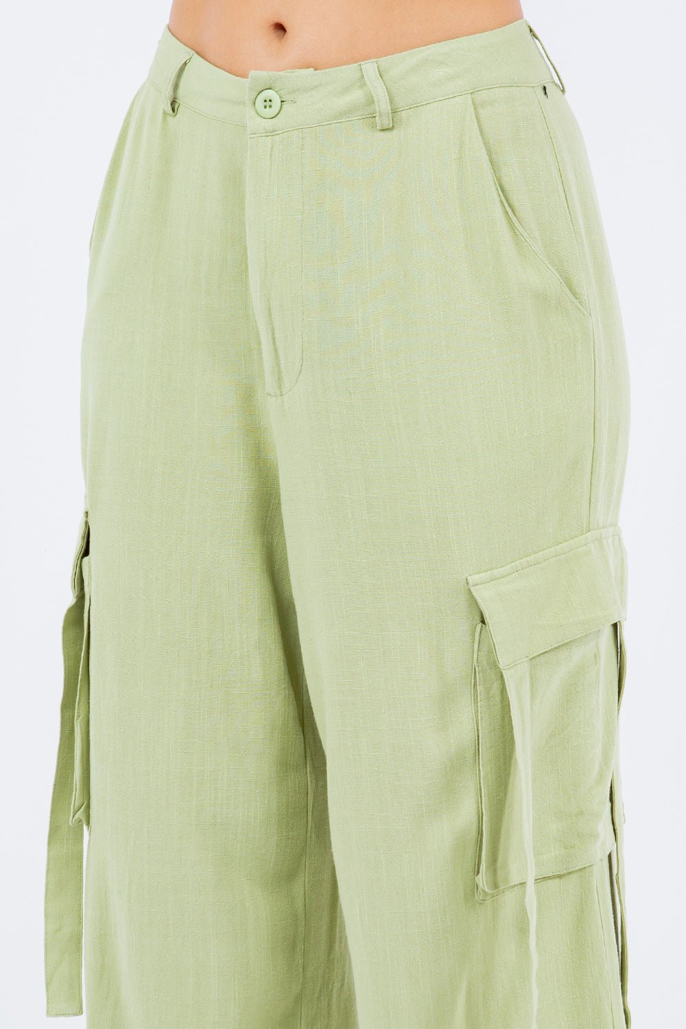 American Bazi Linen Wide Leg Cargo Pants - Runway Regalia