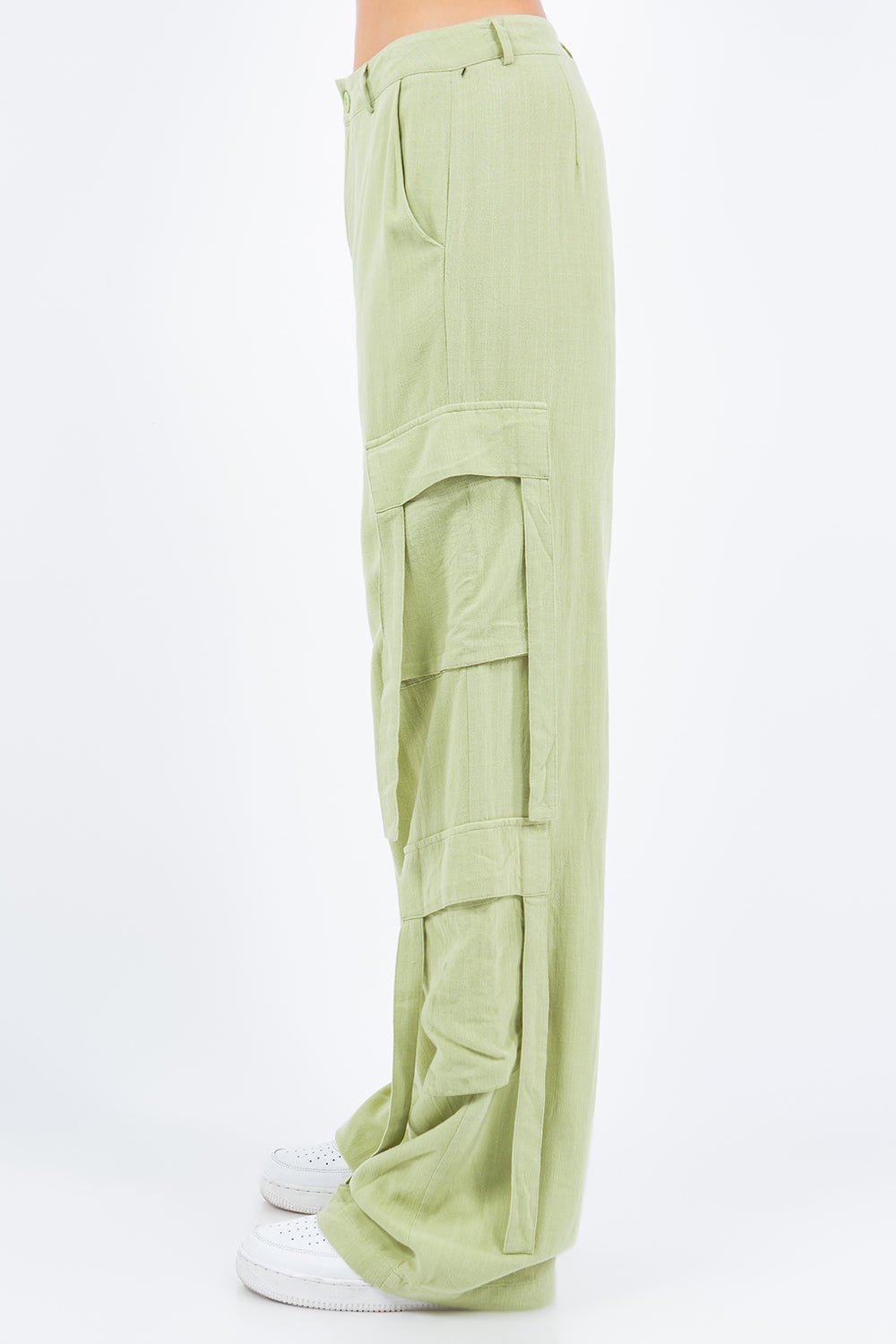 American Bazi Linen Wide Leg Cargo Pants - Runway Regalia