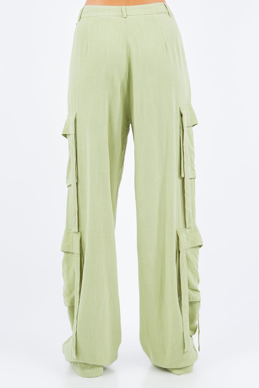 American Bazi Linen Wide Leg Cargo Pants - Runway Regalia