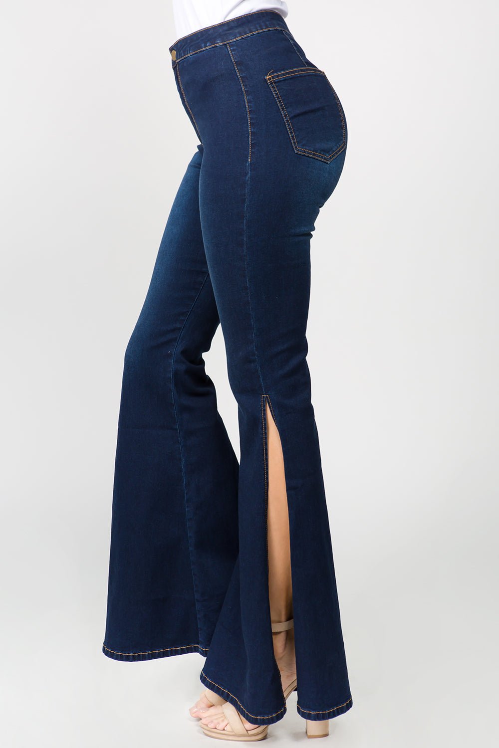 American Bazi Side Slit Flare Jeans - Runway Regalia